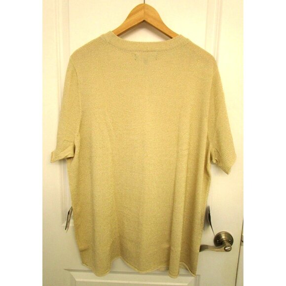 Rachel Roy Collection Plus Size Ivory Gold Combo Short Sleeve Top - Size 3X  NWT - Picture 11 of 16